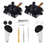 Ikpek Kit di ricambio per joystick Meta Quest 3 (10 in uno), kit di riparazione per controller Oculus Quest 3, include 4 joystick, 4 impugnature per levetta, cacciavite T5, pinzette, strumento di leva