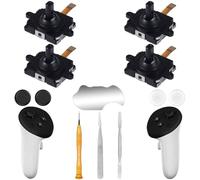 Ikpek Kit di ricambio per joystick Meta Quest 3 (12 in uno), kit di riparazione per controller Oculus Quest 3, include 4 joystick, 4 impugnature per levette, cacciavite T5, pinzette, strumento di leva