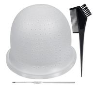 IKR - Cuffia per capelli in silicone, riutilizzabile, professionale, per evidenziare i capelli, con gancio e pennello da colorare, preforata, per parrucchieri