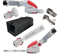 IKRA cesoia per erba ed arbusti a batteria IGBS 1210 2in1, custodia inclusa | In atteria da 12V e caricabatterie, impugnatura regolabile in 7 posizioni, lama Made in Germany, gamma di batterie 12V