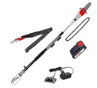 IKRA potatore telescopico ICPS 2020 con batteria, caricabatterie e 2 catene | Lunghezza barra 20 cm, telescopica, impugnatura 180°, tracolla, compatibile linea IKRA 20V