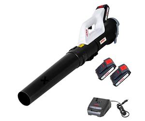 IKRA soffiatore ICB 20, con 2 batterie da 20 V e caricabatterie, 150 km/h | Il ventilatore assiale rimuove anche le foglie umide, compatto e leggero, compatibile con batterie 20 V di IKRA