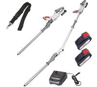 IKRA tagliasiepi 2in1 senza cavo ICPH 2050 con asta telescopica per siepi alte, incl. 2 batterie da 20 V, stazione di ricarica rapida e tracolla