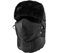 Ikruidy Cappelli Aviatore da Uomo,Trapper Cappello Inverno Nero Prova del Vento Bomber Cappello con Scaldacollo e Maschera Staccabile per Sciare Pattinando Arrampicata Altre attività all'aperto