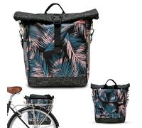 IKURI - Borsa da bicicletta per portapacchi in tessuto vinilico stampato impermeabile con tracolla rimovibile, per donna, design retrò