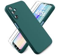 Ikziwreo Cover per Samsung Galaxy A05s + 2 Proteggi Schermo in Vetro Temperato,Custodia in Silicone Morbido TPU Liquido,Case Protettiva Gomma Antiurto - Verde Notte