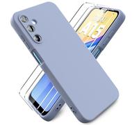 Ikziwreo Cover per Samsung Galaxy A15 4G/5G, 2 Proteggi Schermo in Vetro Temperato,Custodia in Silicone Morbido TPU Liquido,Case Protettiva Gomma Antiurto - Grigio