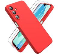 Ikziwreo Cover per Samsung Galaxy A16 4G/5G, 2 Proteggi Schermo in Vetro Temperato,Custodia in Silicone Morbido TPU Liquido,Case Protettiva Gomma Antiurto - Rosso