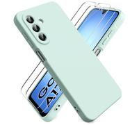 Ikziwreo Cover per Samsung Galaxy A17 4G/5G, con 2 Proteggi Schermo in Vetro Temperato, Case Protettiva Gomma Antiurto, Custodia in Silicone Morbido TPU Liquido - Menta