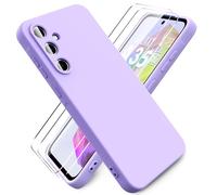 Ikziwreo Cover per Samsung Galaxy A35 5G + 2 Proteggi Schermo in Vetro Temperato,Custodia in Silicone Morbido TPU Liquido,Case Protettiva Gomma Antiurto - Viola Chiaro