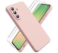 Ikziwreo Cover per Samsung Galaxy A56 5G, 2 Proteggi Schermo in Vetro Temperato,Custodia in Silicone Morbido TPU Liquido,Case Protettiva Gomma Antiurto - Rosa