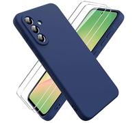 Ikziwreo Cover per Samsung Galaxy A56 5G, 2 Proteggi Schermo in Vetro Temperato,Custodia in Silicone Morbido TPU Liquido,Case Protettiva Gomma Antiurto - Blu Notte