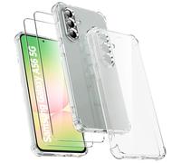 Ikziwreo - Cover per Samsung Galaxy A56 5G con 2 pezzi in vetro temperato, custodia in silicone TPU trasparente morbido [paraurti con angoli rinforzati], protezione trasparente antiurto