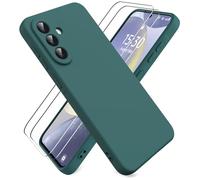 Ikziwreo Cover per Samsung Galaxy A57 5G, con 2 Proteggi Schermo in Vetro Temperato, Case Protettiva Gomma Antiurto, Custodia in Silicone Morbido TPU Liquido - Verde Notte