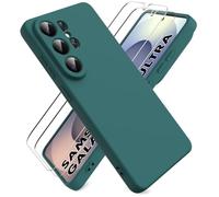 Ikziwreo Cover per Samsung Galaxy S26 Ultra 4G/5G, con 2 Proteggi Schermo in Vetro Temperato, Case Protettiva Gomma Antiurto, Custodia in Silicone Morbido TPU Liquido - Verde Notte