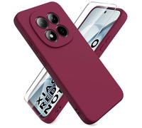 Ikziwreo Cover per Xiaomi Redmi Note 15 Pro 5G, con 1 Proteggi Schermo in Vetro Temperato, Case Protettiva Gomma Antiurto, Custodia in Silicone Morbido TPU Liquido - Bordeaux