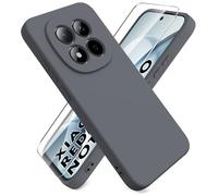 Ikziwreo Cover per Xiaomi Redmi Note 15 Pro 5G, con 1 Proteggi Schermo in Vetro Temperato, Case Protettiva Gomma Antiurto, Custodia in Silicone Morbido TPU Liquido - Grigio Scuro