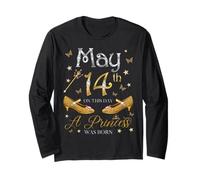 Il 14 Maggio Una Principessa è Nata Il 14 Maggio Birthday Girls Maglia a Manica
