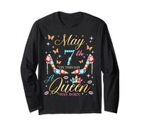 Il 7 Maggio Una Regina è Nata Il 7 Maggio Compleanno Donne Ragazze Maglia a Manica