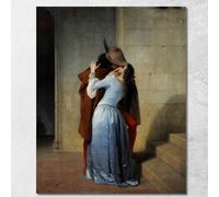 Il Bacio Francesco Hayez, fhy16 Quadro Stampato su Tela Fine Art, Intelaiato Pronto da Appendere, assemblato a Mano, 40x32 cm