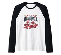Il Baseball è Il Mio Amore Lingua Fan Giocatore Coach Sport Maglia con Maniche Raglan