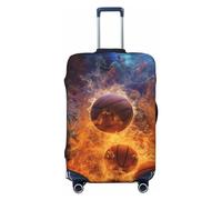 Il basket vola nel fuoco Coprivaligia con stampa Coprivaligia da viaggio Protezione elastica lavabile per valigia Coprivaligia antigraffio e sporco Coprivaligia antipolvere Adatto per bagagli da 18-