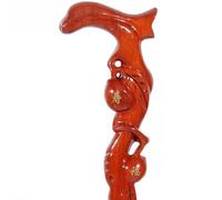 Il bastone degli anziani, Bastone da passeggio a forma di pesca for anziani, intagliato a mano, for una longevità propizia(B,92Cm(Use Height 175 180Cm))