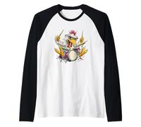 Il Batterista di Pollo con Occhiali da Sole Cool AMA Il Ritmo Maglia con Maniche Raglan