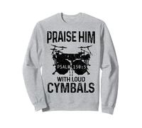 Il Batterista Lo lode con i Piatti Forti Drumming Christian Felpa