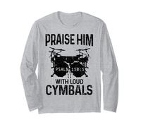 Il Batterista Lo lode con i Piatti Forti Drumming Christian Maglia a Manica