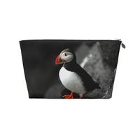 Il becco dell'uccello della pulcinella di mare atlantica si siede sulla roccia, Borsa da toilette Borsa per trucco Borsa per cosmetici Borsa da toilette da viaggio portatile