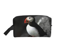 Il becco dell'uccello della pulcinella di mare atlantica si siede sulla roccia, Borsa per il trucco Borsa per cosmetici Borsa da viaggio portatile da viaggio Borsa per trucco Organizer
