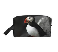 Il becco dell'uccello della pulcinella di mare atlantica si siede sulla roccia, Borsa per il trucco Borsa per cosmetici Borsa da viaggio portatile da viaggio Borsa per trucco Organizer