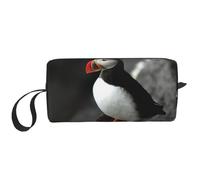 Il becco dell'uccello della pulcinella di mare atlantica si siede sulla roccia, Borsa per il trucco Borsa per cosmetici Borsa da toilette da viaggio portatile Borsa per trucco Organizer