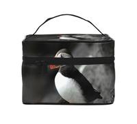Il becco dell'uccello della pulcinella di mare atlantica si siede sulla roccia, Borsa per il trucco Borsa per cosmetici Borsa da viaggio portatile da viaggio Astuccio per matite