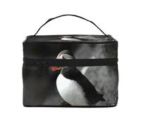 Il becco dell'uccello della pulcinella di mare atlantica si siede sulla roccia, Borsa per il trucco Borsa per cosmetici Borsa da viaggio portatile da viaggio Astuccio per matite