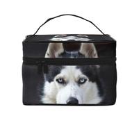 Il bel cane dalla faccia di Husky divertente, Borsa per il trucco Borsa per cosmetici Borsa da toilette da viaggio portatile Astuccio per matite Astuccio da toilette