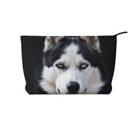 Il bel muso dell'husky è un cane divertente, Borsa per cosmetici in velluto a coste Borsa per il trucco Borsa da viaggio portatile