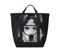 Il bel muso dell'husky è un cane divertente,Borsa porta pranzo grande capacità isolata per donne e uomini, lavoro, picnic, viaggi
