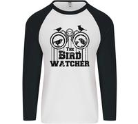 Il Bird Watcher Che Guarda Divertente Uomo L/S Maglietta Da Baseball