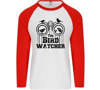 Il Bird Watcher Che Guarda Divertente Uomo L/S Maglietta Da Baseball