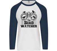 Il Bird Watcher Che Guarda Divertente Uomo L/S Maglietta Da Baseball