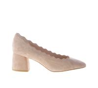 IL BORGO FIRENZE scarpe donna shoes decolletè in camoscio BEIGE profilo smerlato