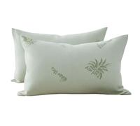IL BOTTEGONE Copriguanciale con Cerniera Trattamento all'Aloe Vera Set 2 Coprifedera 50x80 cm 100% Poliestere Anallergico Antiacaro Bianco
