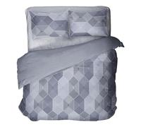 IL BOTTEGONE - Parure Copripiumino 100% Cotone set completo di sacco e federa; Letto Una piazza e mezzo Colore: Diamond Avio