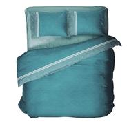 IL BOTTEGONE - Parure Copripiumino 100% Cotone set completo di sacco e federa; Letto Una piazza e mezzo Colore: Crono Petrolio