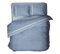 IL BOTTEGONE - Parure Copripiumino Una piazza e mezza 100% Cotone set completo di sacco e federa; Letto Una piazza e mezzo Colore: Crono Avio