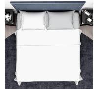 IL BOTTEGONE set completo lenzuola letto Matrimoniale 100% Cotone Bicolore, Set Lenzuolo con Angoli, Lenzuolo Sopra, 2 Federe (Bianco Lunar)