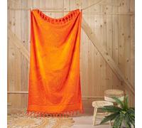 IL BOTTEGONE Telo Mare In Morbida Spugna Jacquard ad asciugatura rapida Antisabbia Spiaggia Piscina 100% Pregiato Cotone (Barrier Arancio)