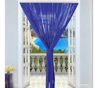 IL BOTTEGONE Tenda Antimosche per Porta Finestra a Pannello con Telaio in PVC, 100 x 220, Moschiera con Corde a Pallini per Esterno Interno Fili a Caduta - (Blu Navy)